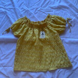 Easel Yellow small off the shoulder short sleeve top NWT